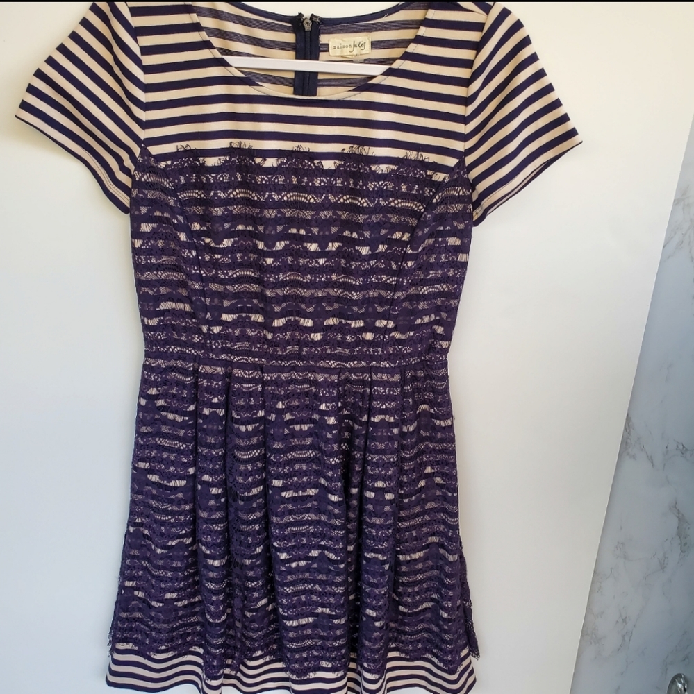 Maison Jules Stripe and Lace Dress M
